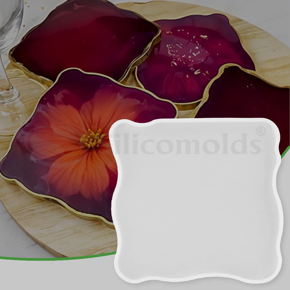 SILICOMOLDS - 3.8" X 3.8 X 5MM" AGATE SQUARE MOLD - URP166-RM